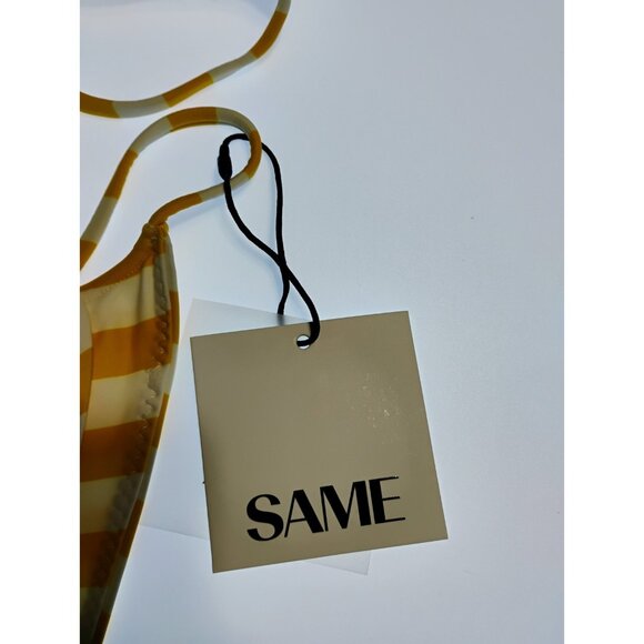 SAME LOS ANGELES Set 2pc Bikiny Swim Top Large Bottom High Weist Stripeed Yellow - Picture 11 of 12